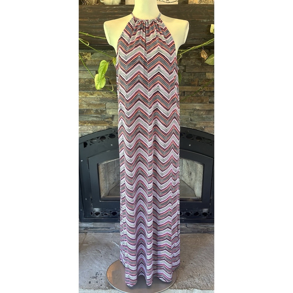 Trina Turk Milian 2 Chevron Striped Sleeveless Maxi Dress Size Large‎